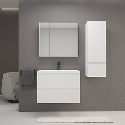 Style Line Тумба с раковиной Манхэттен 70 Plus подвесная эмаль белая матовая – фотография-6